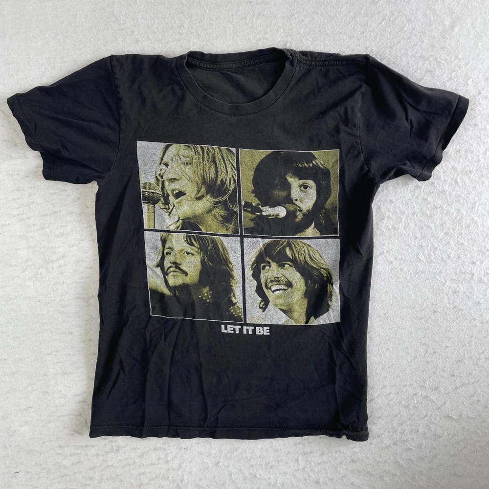 The Beatles Let It Be T Shirt Mens Small Black Short Sleeve Band Tee Rock